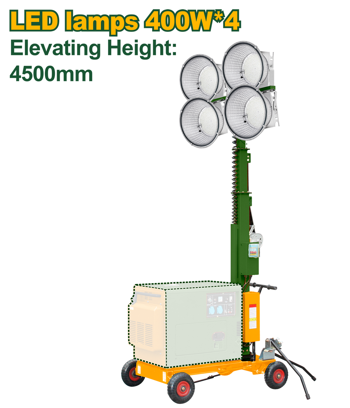 JADEVER LED Light Tower 400W – Portable Manual Winch Lighting Tower (JDMLT2Q40)