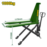 JADEVER Scissor Lift Pallet Truck – 1000kg Capacity, 85–800mm Fork Height, PU Wheels (JDNH5R10)