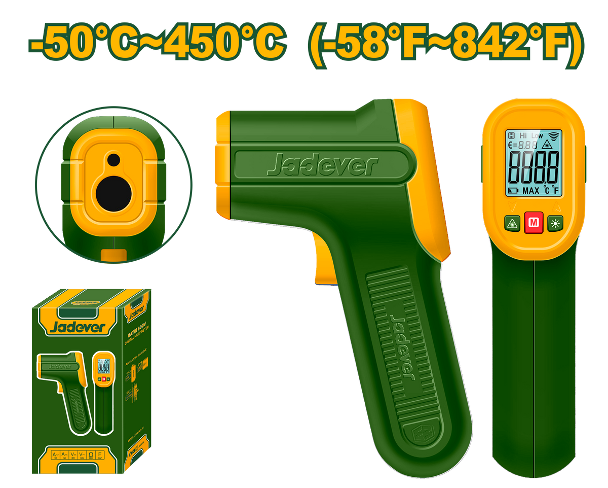 JADEVER Infrared Thermometer -50°C to 450°C – Non-Contact Digital Temperature Gun (JDNT6501)