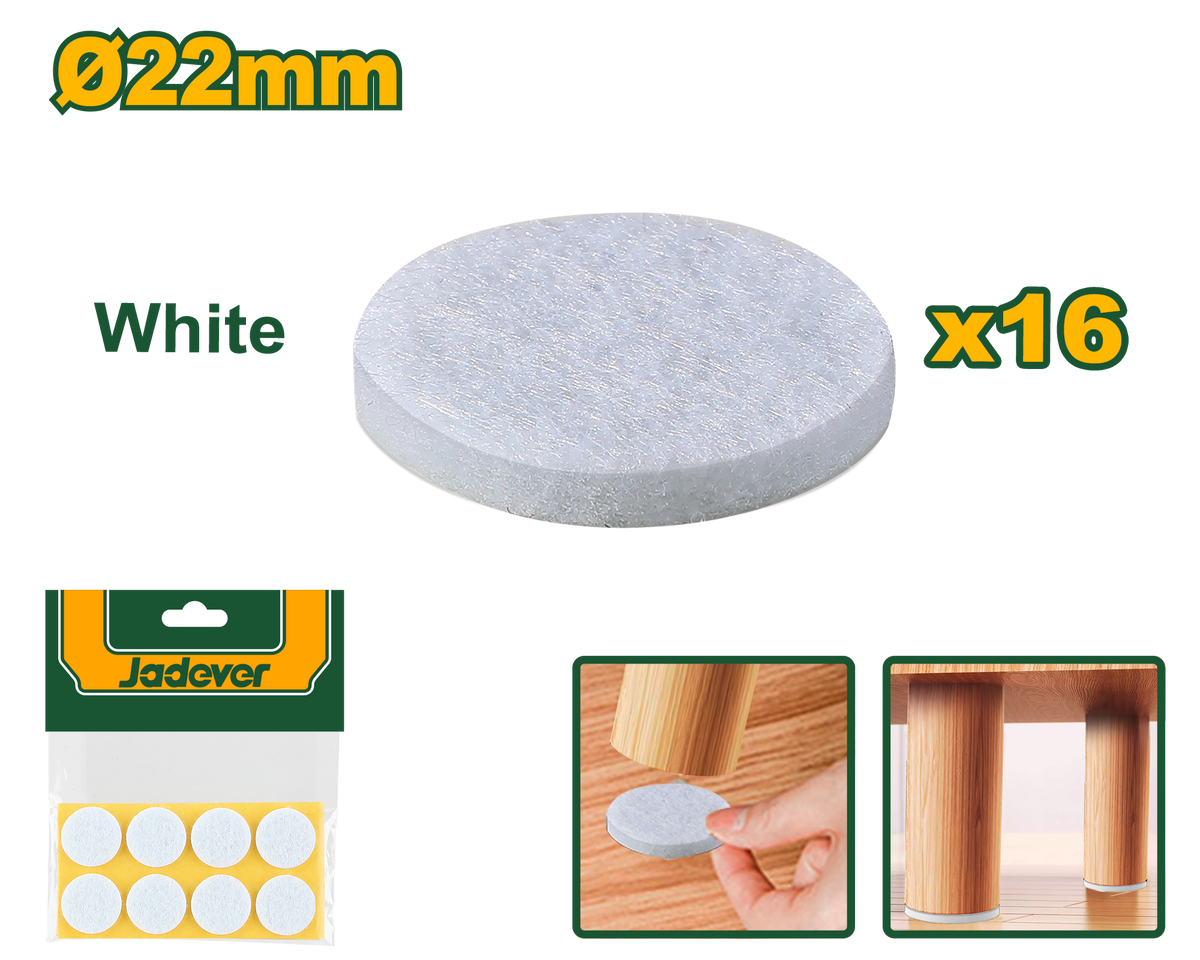 JADEVER 16pcs White Self-Adhesive Pads – Ø22mm, 3mm Thick (JDPAS1103)