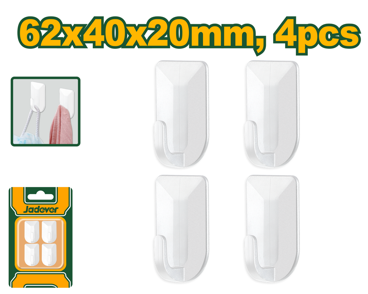 JADEVER 4pcs Heavy-Duty ABS Hardwall Picture Hangers – 62x40x20mm (JDPHK2K02)