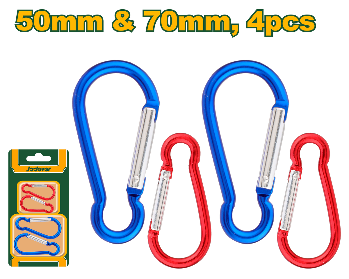JADEVER Aluminum Carabiner Set – 4 Pcs, 50mm & 70mm (JDQL2K01)