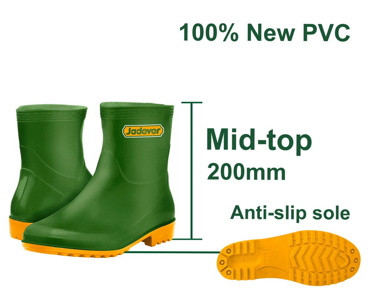 JADEVER PVC Rain Boots 20cm – 100% Waterproof Safety Rain Boots (JDRB3L)