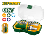 JADEVER 28 Pcs CR-V Screwdriver Bit Set – Ratchet Handle & Bit Holder, Magnetic Box (JDSS8B28)
