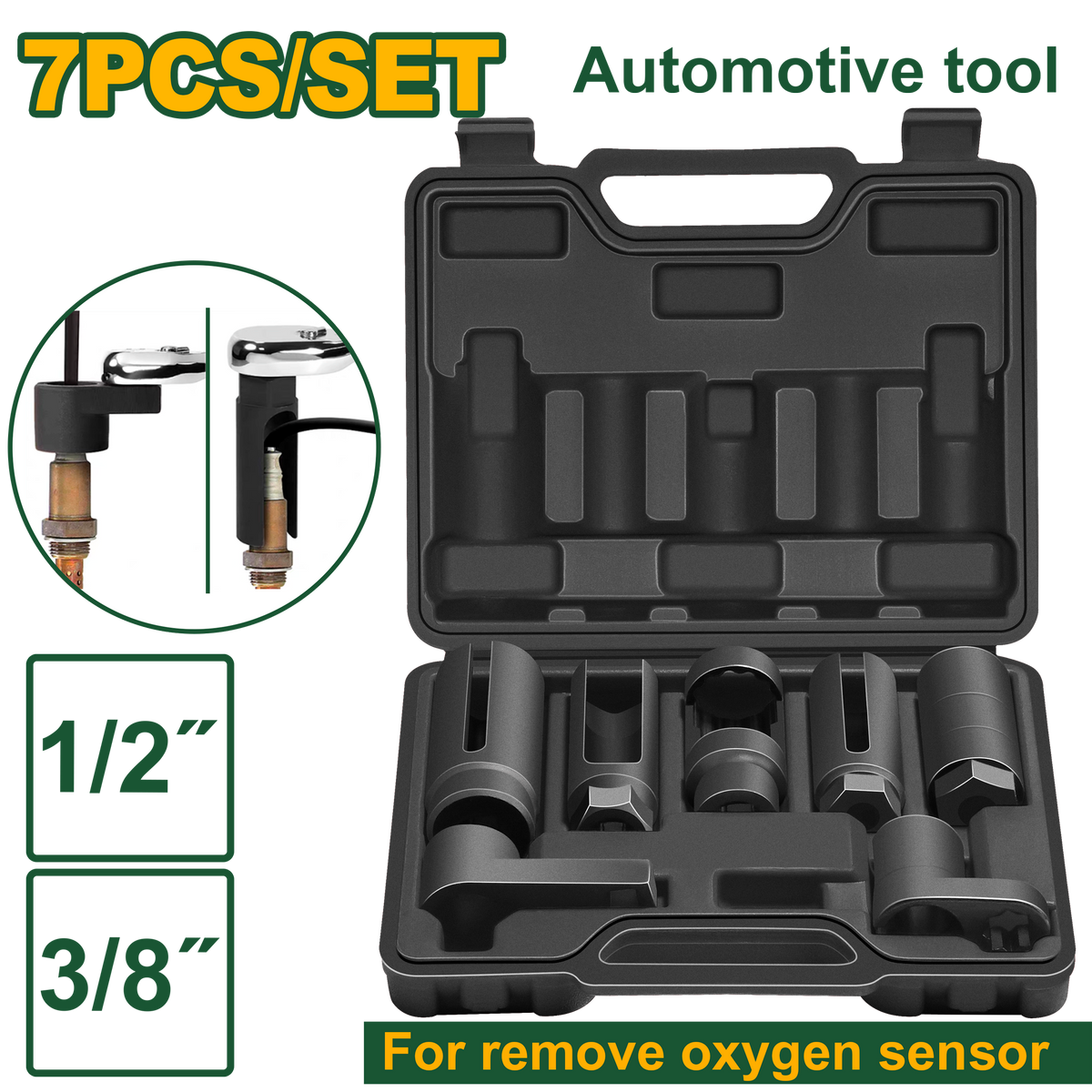 JADEVER Oxygen Sensor Socket Set – Cr-Mo Automotive Sensor & Switch Removal Kit (JDST4D07)