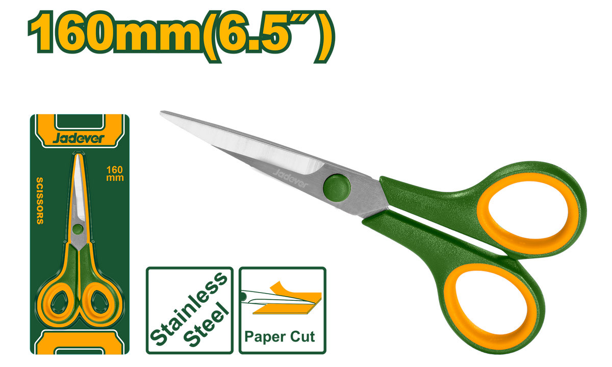 JADEVER Stainless Steel Scissors 160mm – Multipurpose Cutting Scissors (JDSX2607)