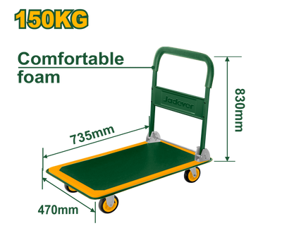 JADEVER Foldable Platform Hand Truck – 150kg Capacity, Steel Frame, 100mm Wheels (JDWB1315)