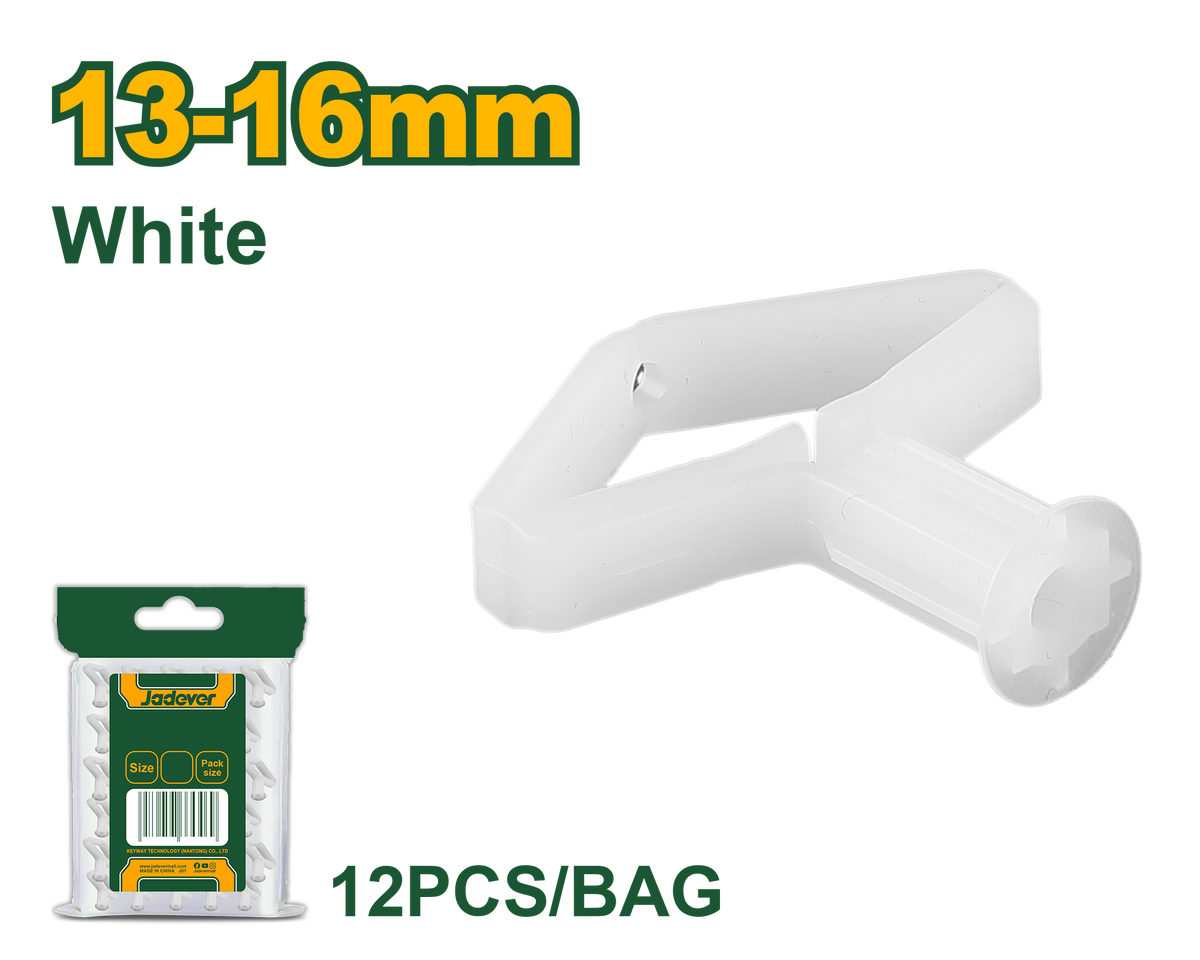JADEVER Plastic Toggle Anchor – 13–16mm, PE Material, White, Pack of 12 (JDXTI921)