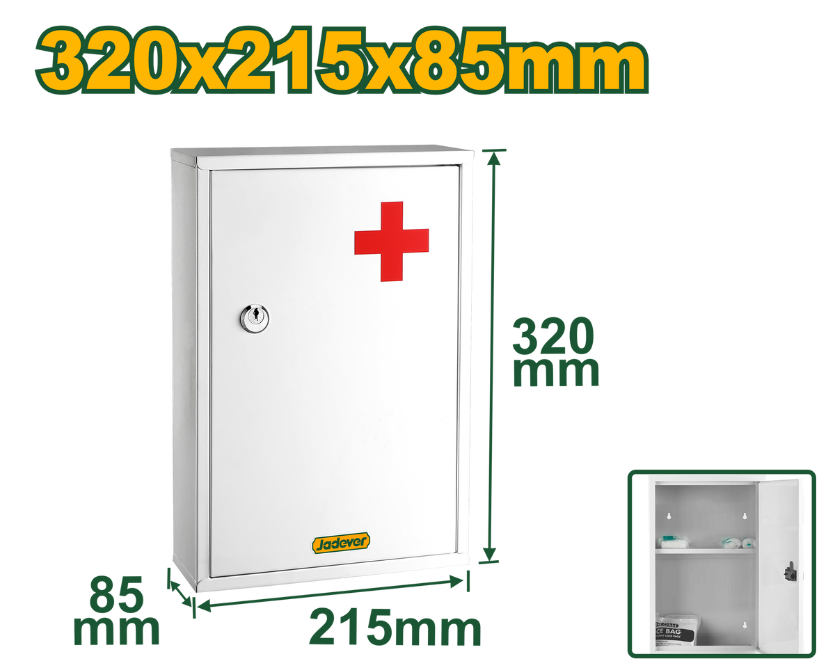 JADEVER Wall-Mounted Medical Cabinet – 32×21.5×8.5cm, 2 Compartments, Lockable with Keys (JDYYX4501)