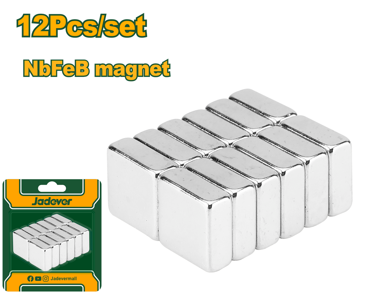 JADEVER 12pcs Neodymium Magnets Set – 10x10x104mm, Nickel Plated (JDZE1K12)