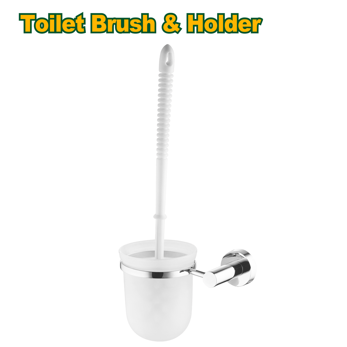 JADEVER Toilet Brush & Holder – Zinc Alloy Base with Clear Glass Cup, Includes Mounting Screws (JDZG1507)