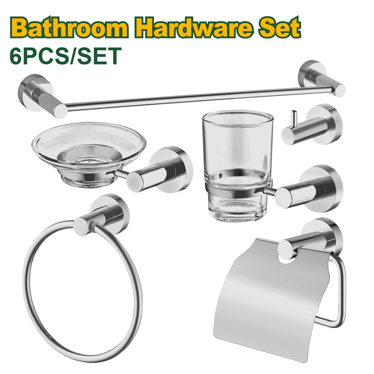 JADEVER Bathroom Accessories Set – Zinc Alloy & Stainless Steel, 6-Piece Hardware Collection (JDZG1516)