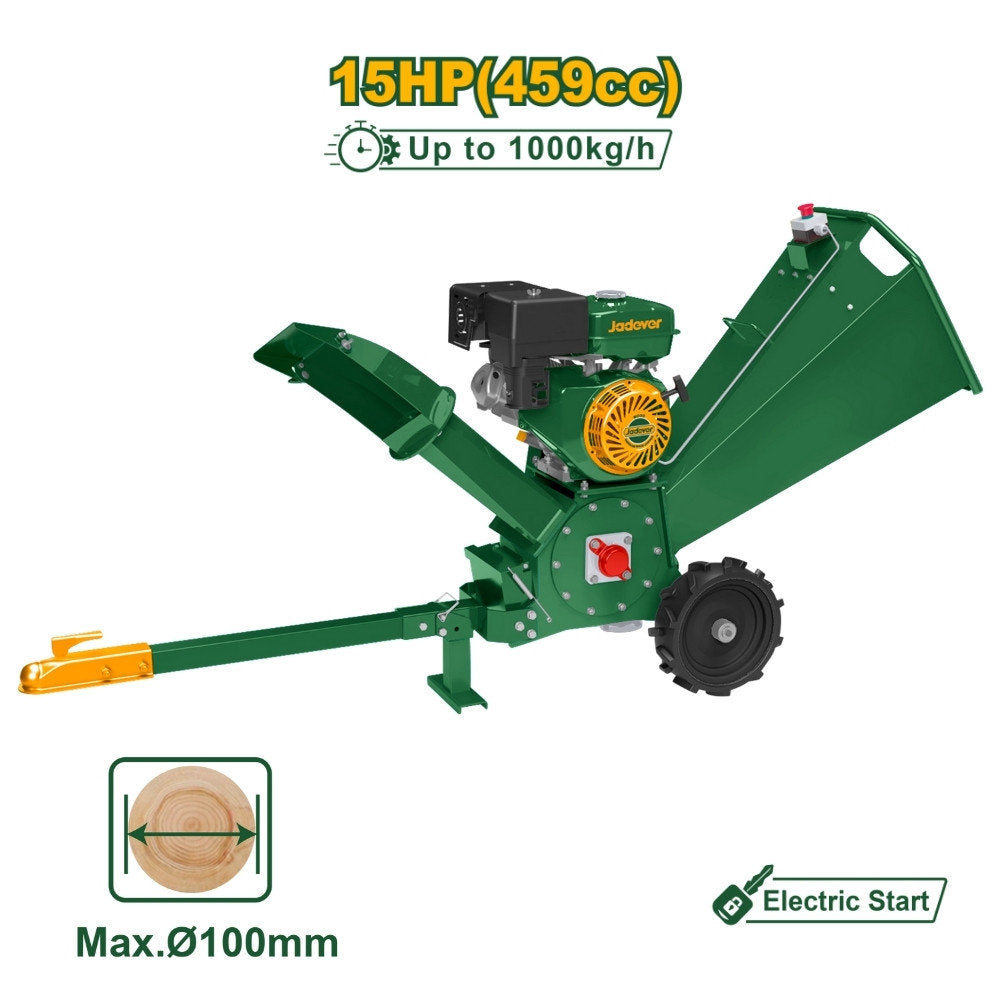 Jadever 15HP Gas Wood Chipper Cuts Up to 10cm