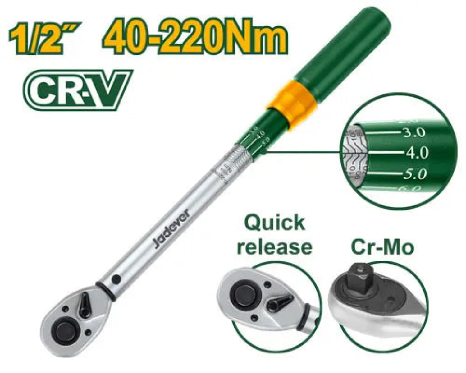 Jadever 220Nm Torque Wrench 1/2" Precision & Durability