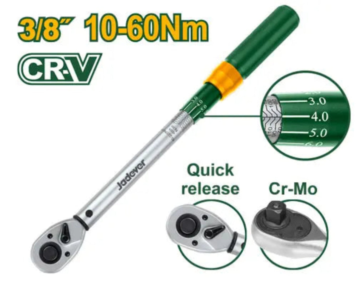 Jadever 60Nm Torque Wrench 3/8" Precision & Durability
