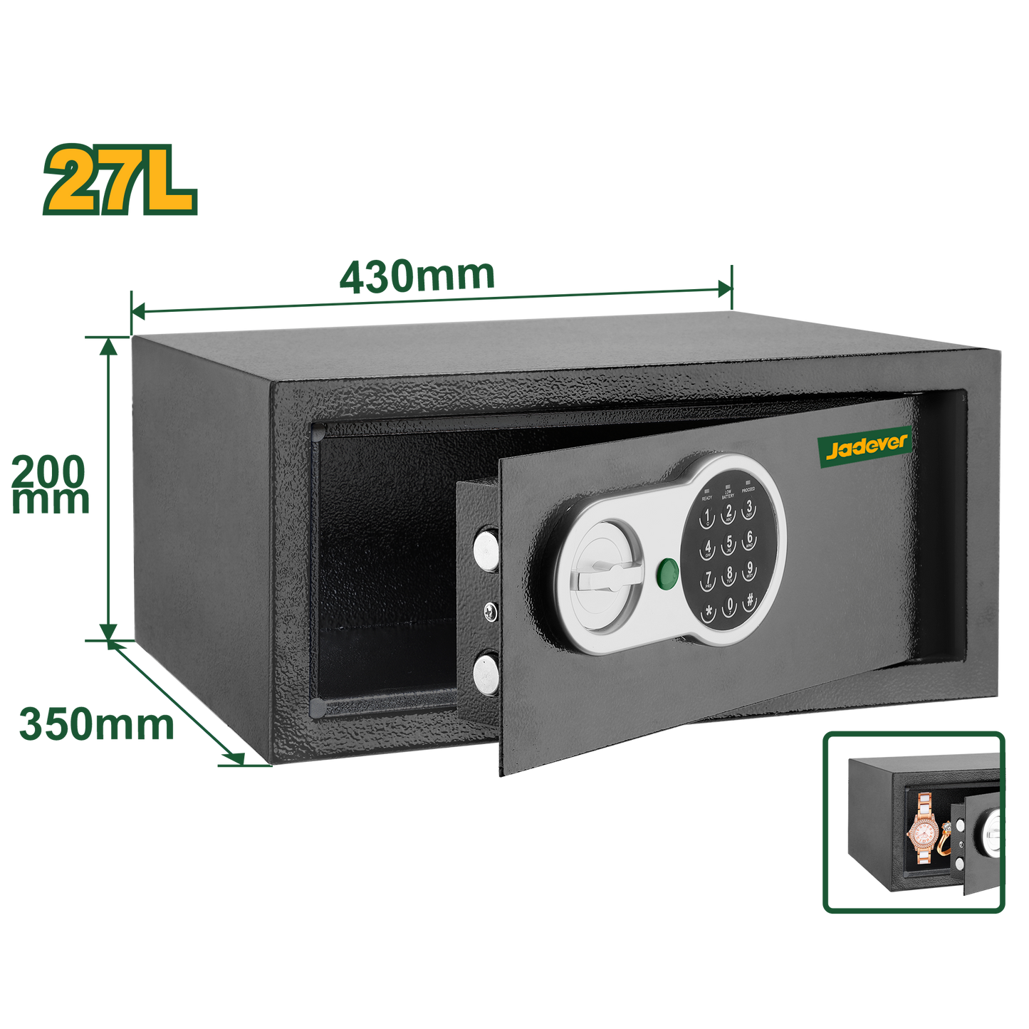 Jadever 9kg Digital Safe 20×43×35cm Secure Storage