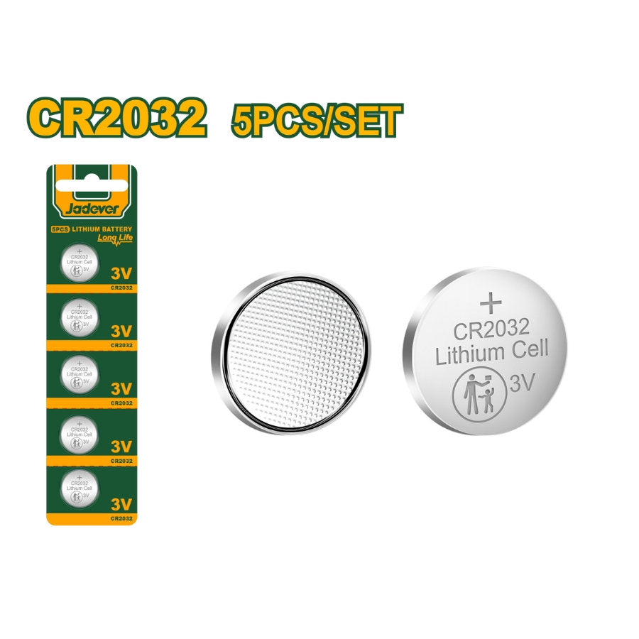 Jadever CR2032 Lithium Battery Pack of 5 Long-Lasting Power