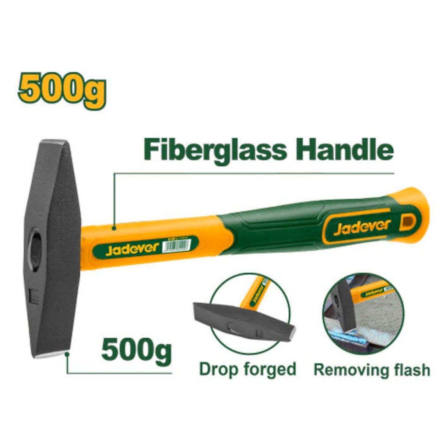 Jadever Fiber Handle Heat Hammer 500 grams for Precision
