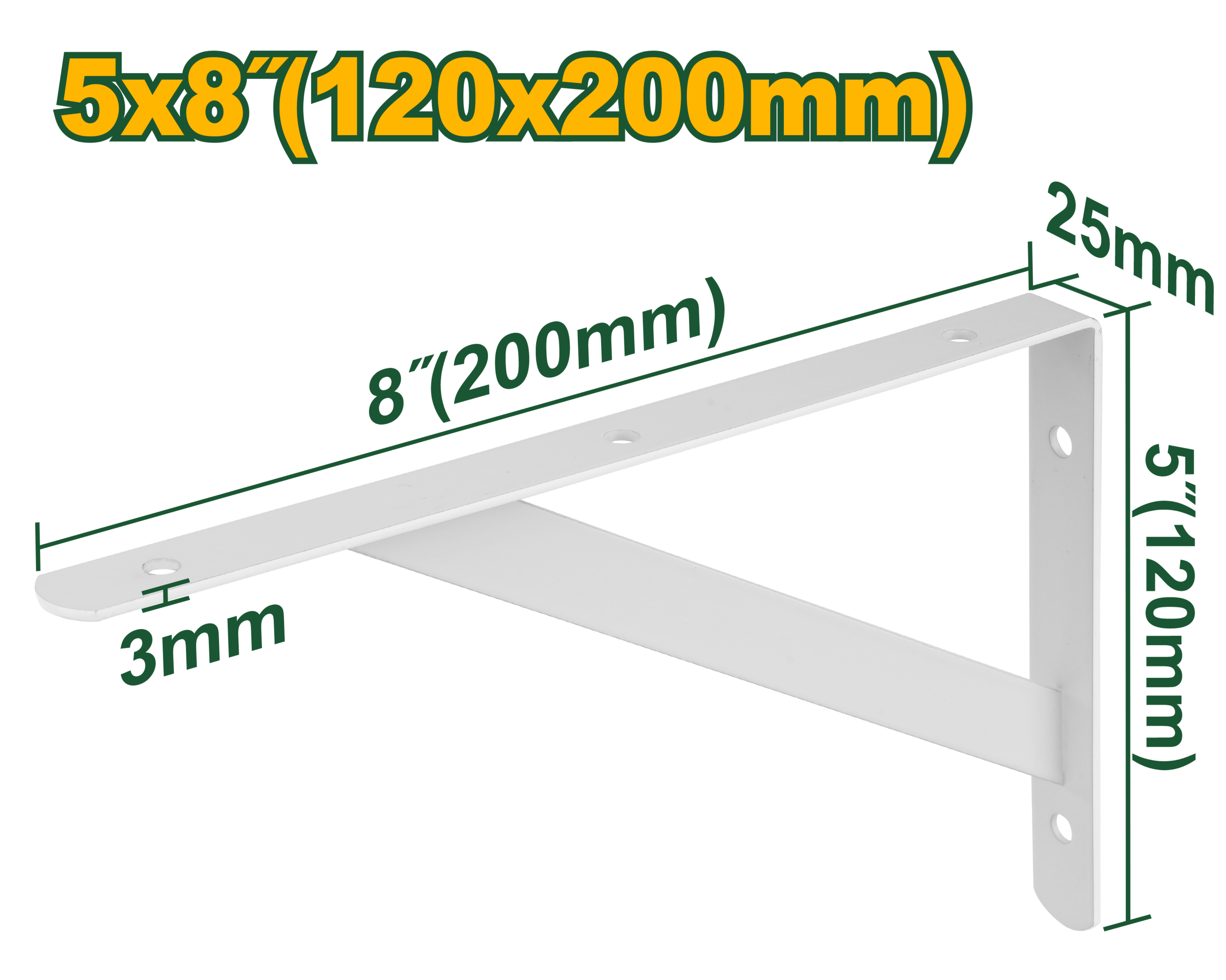 Jadever Iron Shelf Bracket 20cm Durable & Strong - White