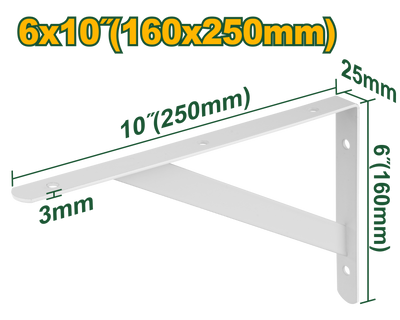 Jadever Iron Shelf Bracket 25cm Durable & Strong - White