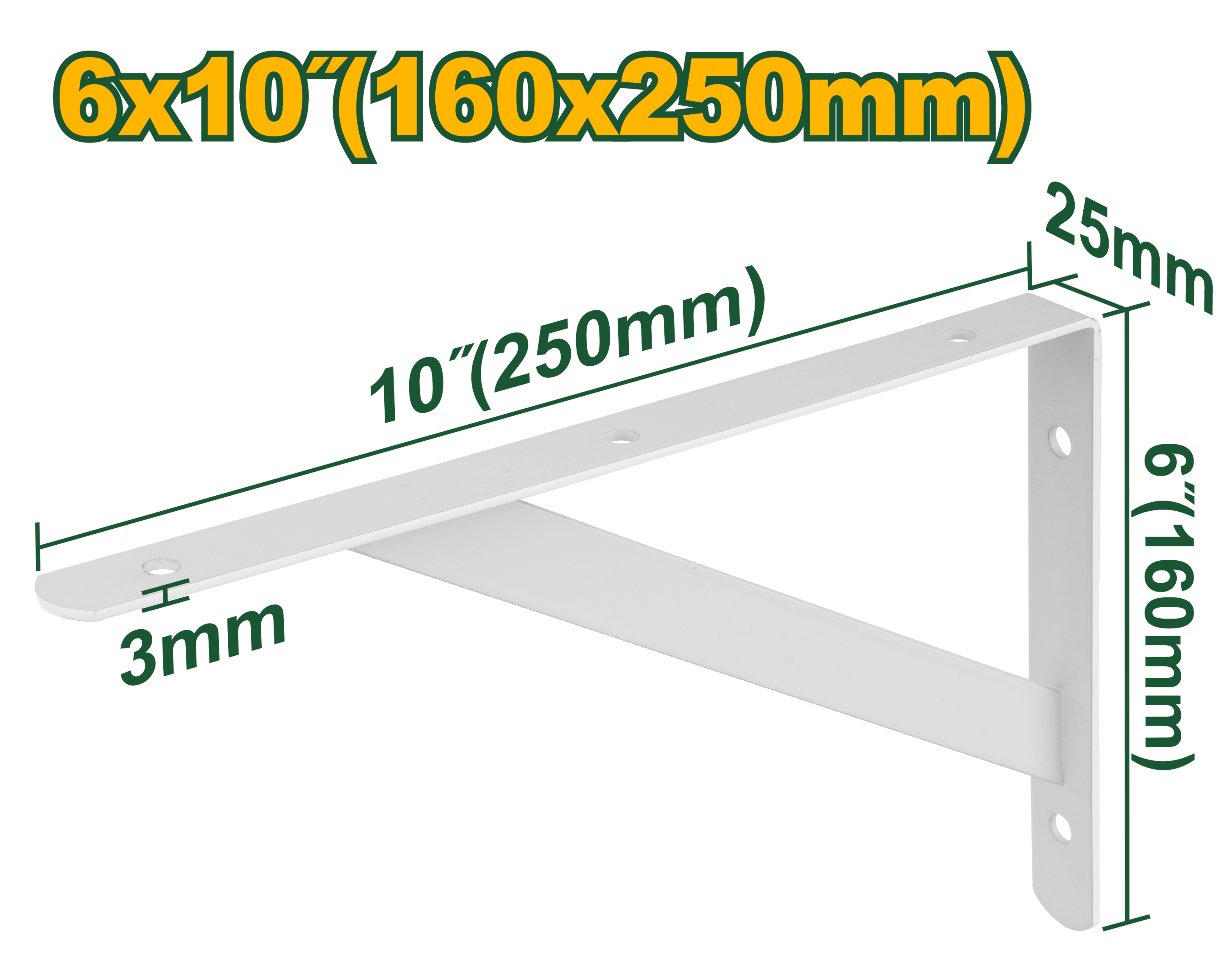 Jadever Iron Shelf Bracket 25cm Durable & Strong - White