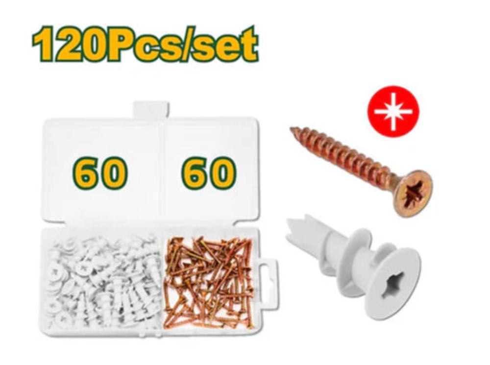 Jadever Spiral Board Screws and Wedges Set 120 Pieces
