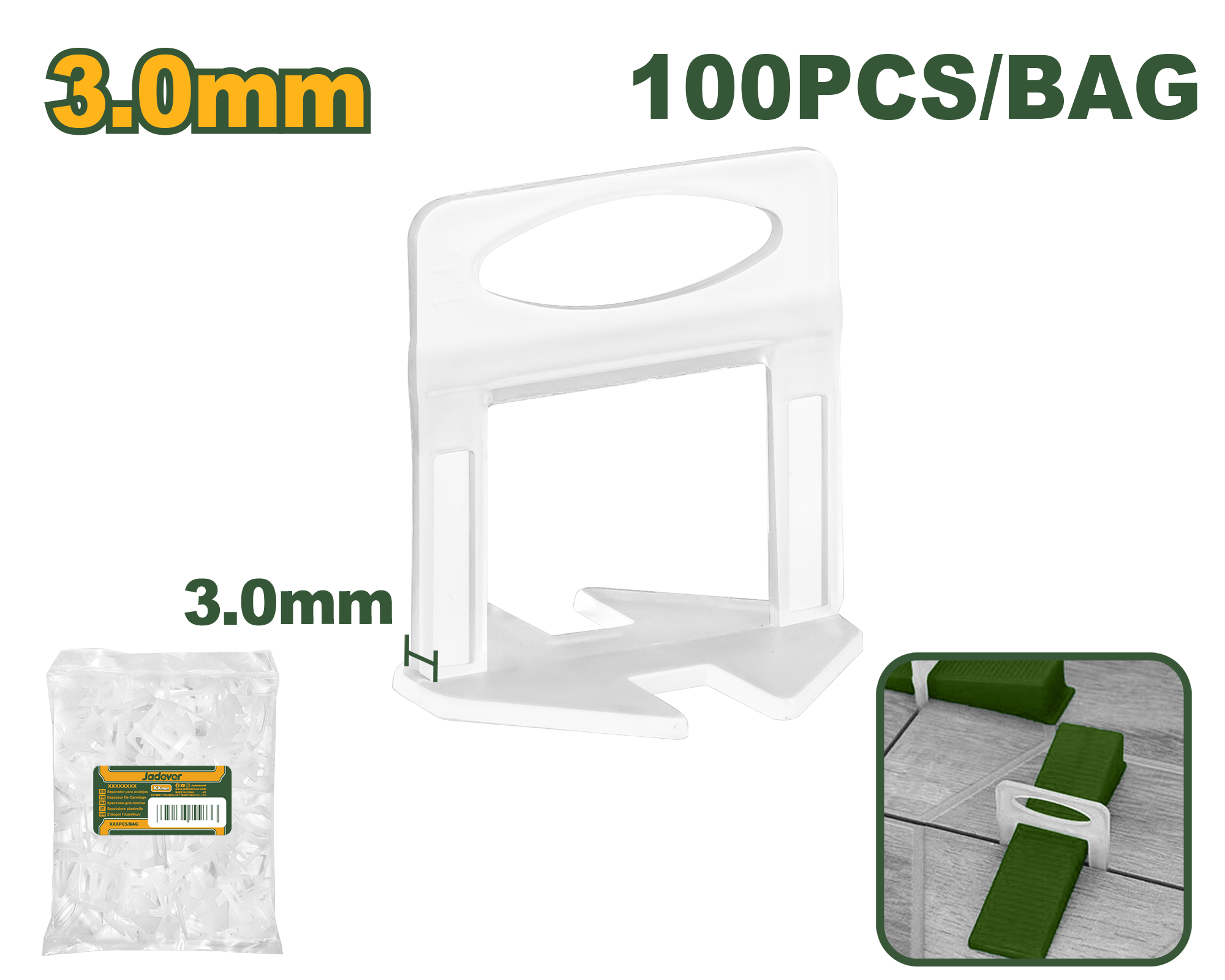 Jadever Tile Spacer 3mm 100 Pcs Precision & Easy Use