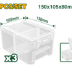 Jadever Transparent Plastic Storage Box 15×10×8 cm 3 Pack