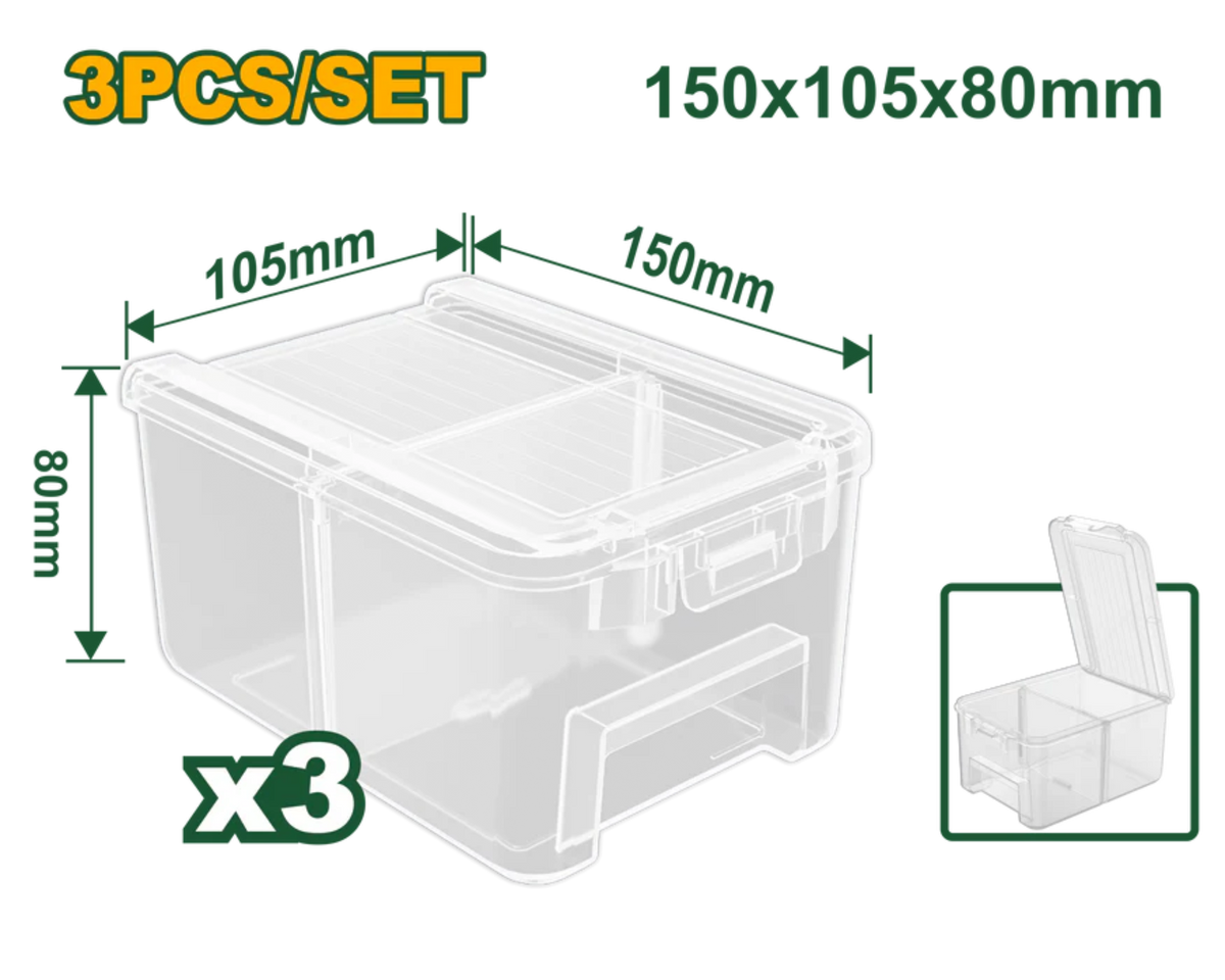 Jadever Transparent Plastic Storage Box 15×10×8 cm 3 Pack
