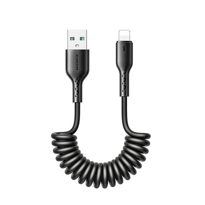 Joyroom 3A Coiled Fast Charging Car Cable Type C & Lightning 1.5m - Black