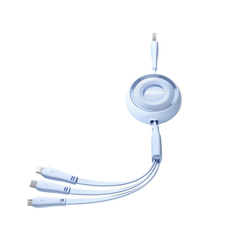 Joyroom 3 in 1 Retractable Charging Cable Multi Use 1M - Blue