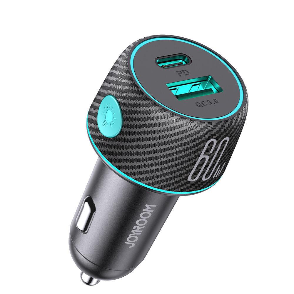 Joyroom JR CCN01 60W Multi color Car Charger with Light Button