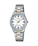 Casio Simple Silver & Golden St.Steel Silver Dial For Women LTP-V005SG-7A