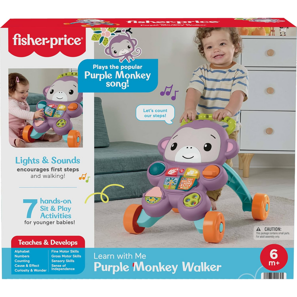 Fisher-Price Learn with Me Purple Monkey Walker