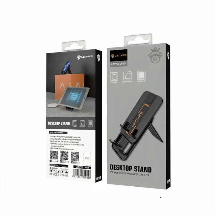 Lenyes CR129 Foldable Phone Holder – Black, Portable & Sturdy