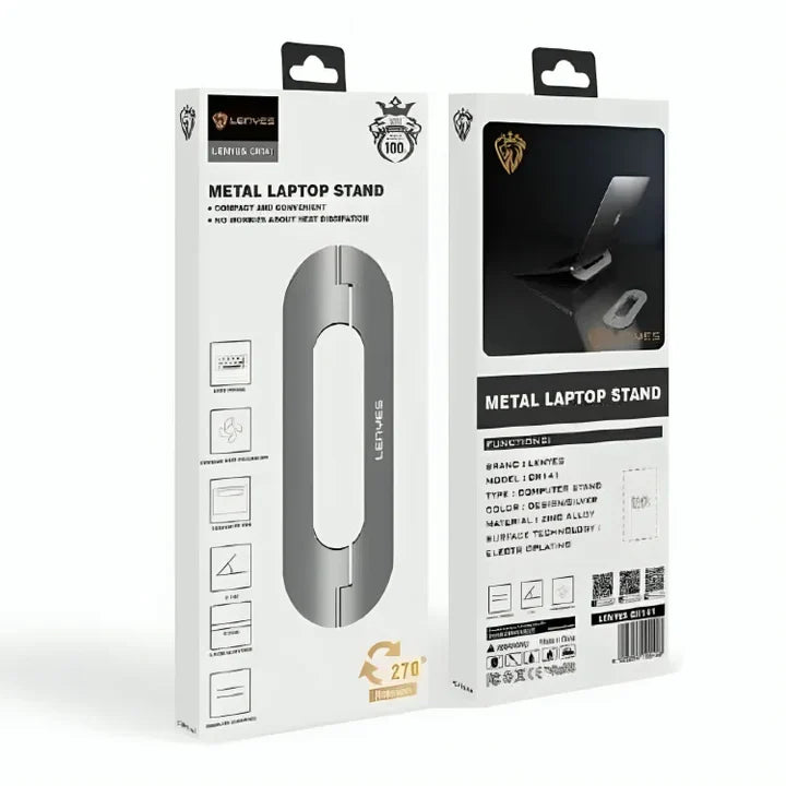 Lenyes CR141 Laptop Holder – Silver, Adjustable & Sturdy