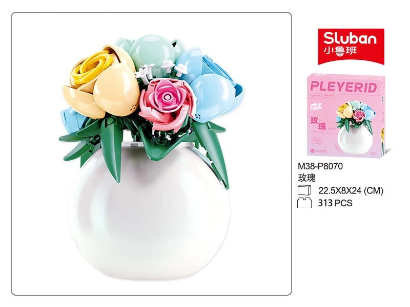 مجموعة Sluban Pleyerid الورود - 313 قطعة | ديكور زهري