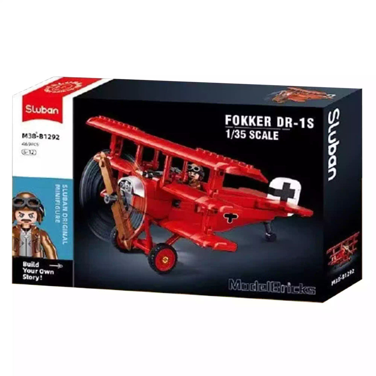 Sluban Red Baron Fokker Triplane M38-B0682 - 281 Piece Building Set