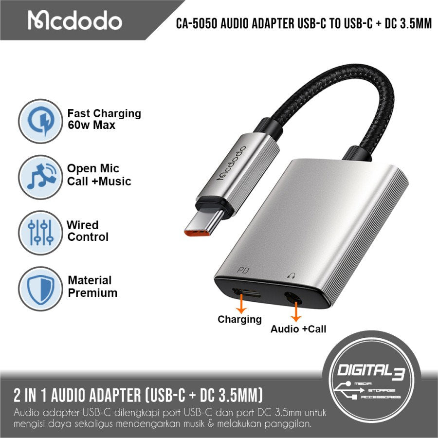 MCDODO USB-C to USB-C & AUX 3.5mm Audio Adapter with DAC