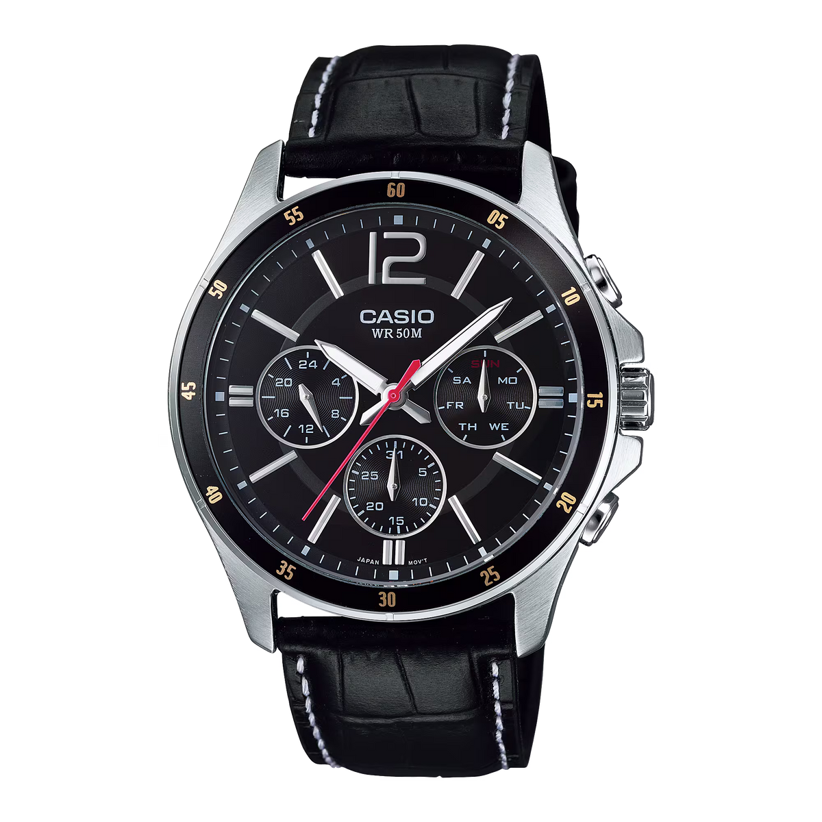 Casio Men Leather Watch MTP-1374L-1AV