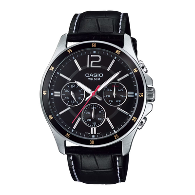 Casio Men Leather Watch MTP-1374L-1AV