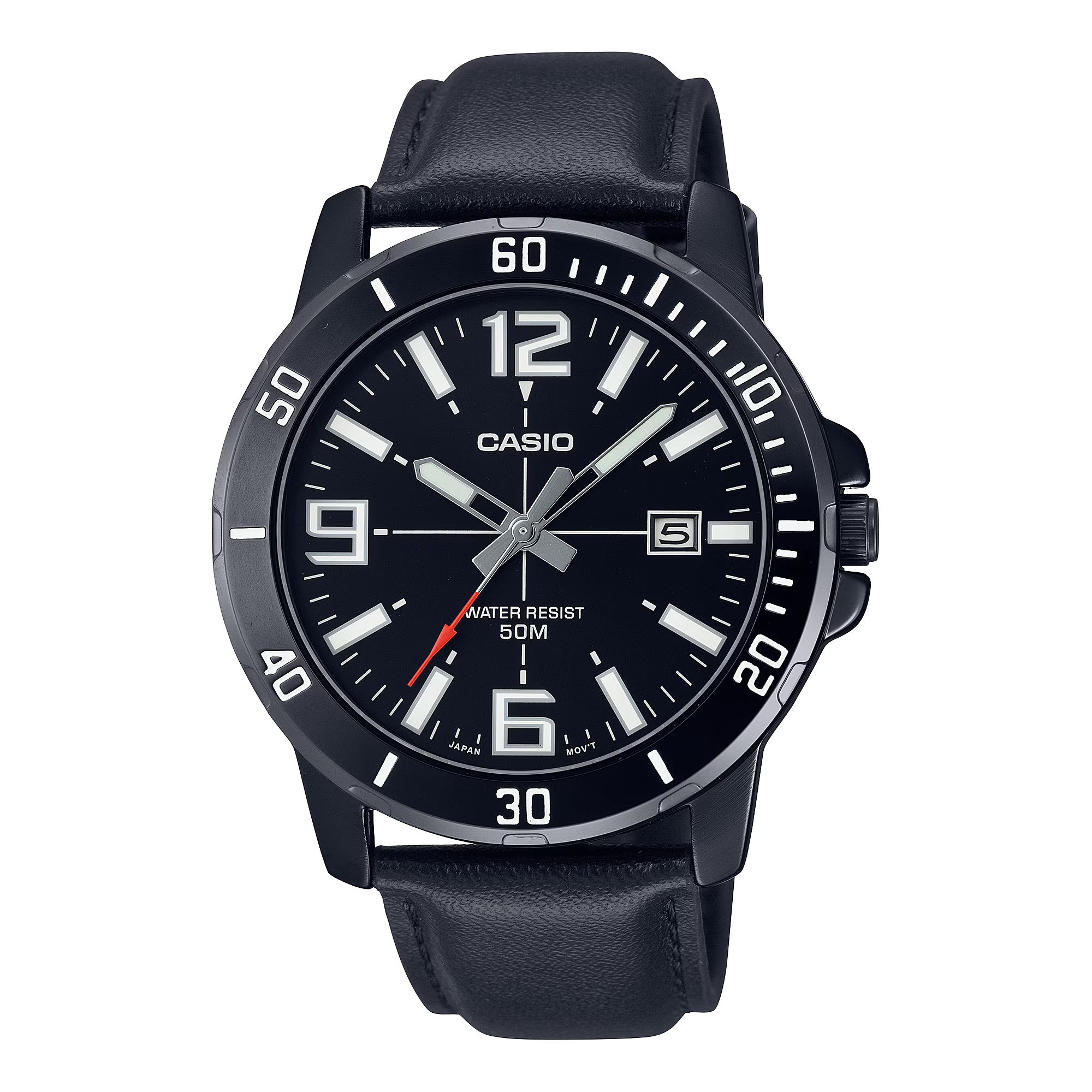 Casio, MTP-VD01BL-1BVUDF, Men's Watch - Black Leather