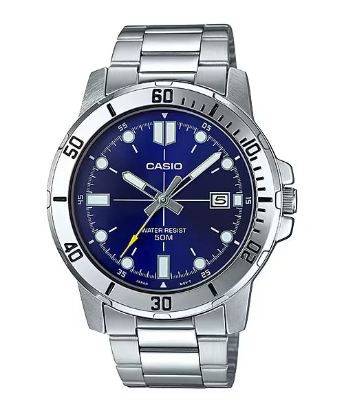 Casio MTP-VD01D-2EV Men's Enticer Stainless Steel Blue Dial Casual Analog