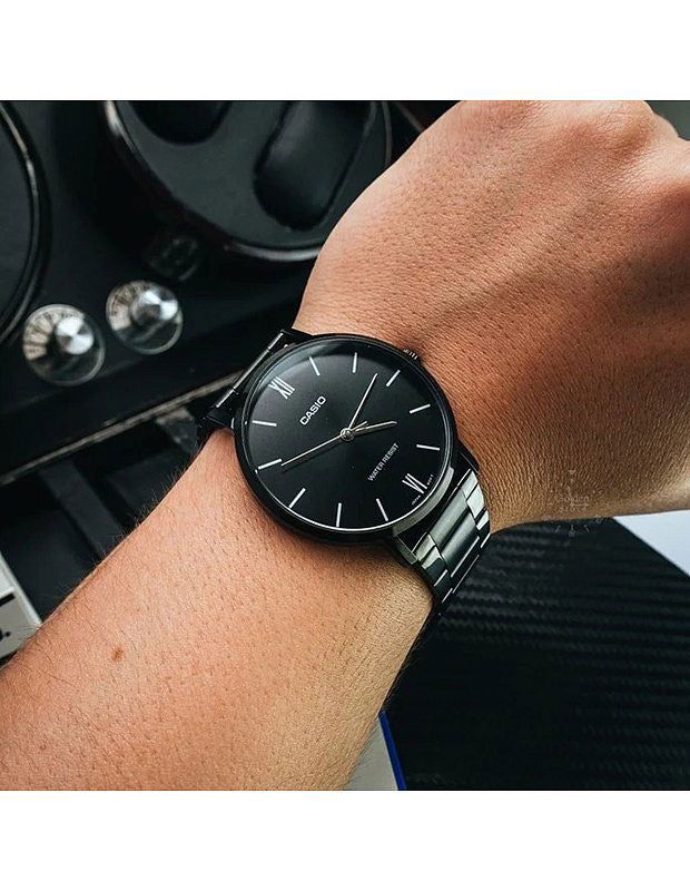 Casio MTP-VT01B-1BUDF Stainless Steel Black Ion Plated , Men Watches