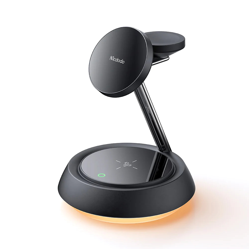 McDodo 3 in 1 15W Magnetic Wireless Charging Station with Night Light - Black