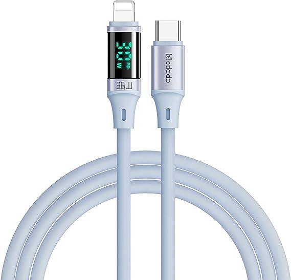 Mcdodo 1.2M PD USB-C to Lightning Cable with Output Display - Blue
