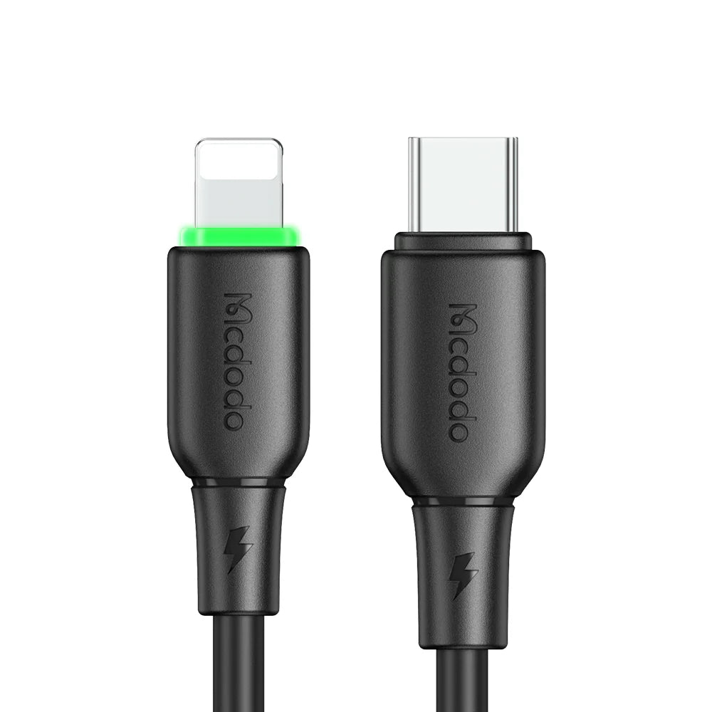 Mcdodo 36W USB C to Lightning Data Cable with LED 1.2m - Black