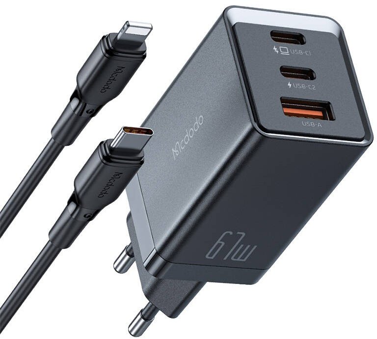 Mcdodo 67W Charger with 2 USB C and 1 USB - Black