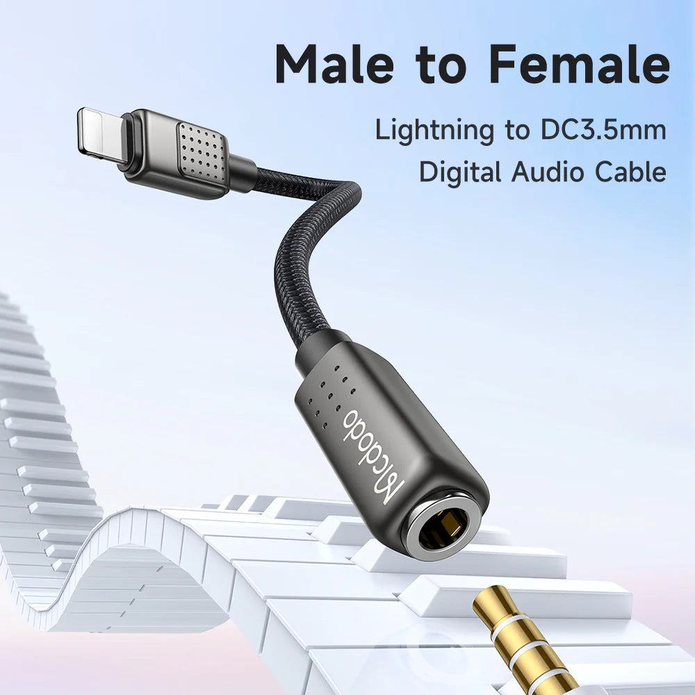 Mcdodo Lightning to DC3.5 Cable 11cm for Audio Devices - Black