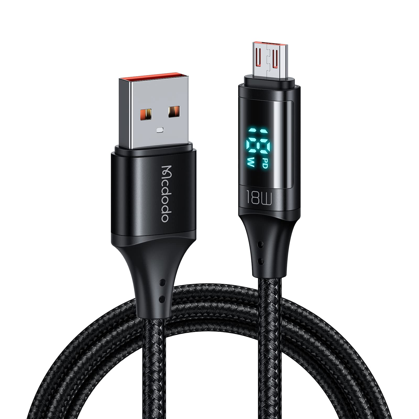 Mcdodo Micro USB Cable with Digital Display & Fast Data Transfer - Black